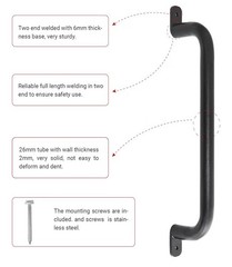 Purife 17 Inch Black Metal Safety Handles Playground Accessories – Pack of 6