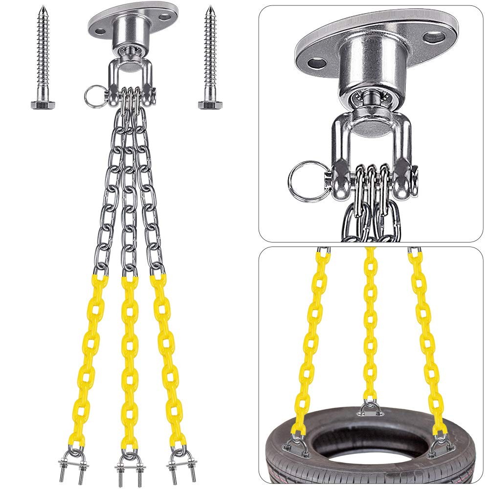 Tire Swing Chains Kit 360° Rotation Heavy Duty Swing Hanger with Coated Chain…