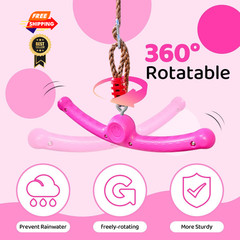 Ninja-Twister 360° Spin Handle: Slackline Swing Attachment for Kids Rose Red