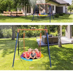 Pre-Owned Saucer Swing with Stand Kids Outdoor Heavy-Duty Metal Frame Backyard