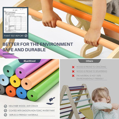 Pikler Triangle Set, Foldable Wooden Toddler Climbing Toys Indoor Playground Jun