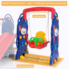 3-In-1 Toddler Climber and Swing Playset with Basketball Hoop