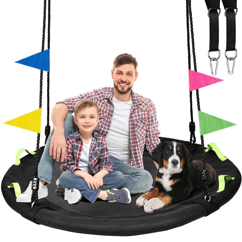 48 inch Tree Swing, Larger Saucer Flying Swing for Whole Family, 900lbs Weigh…