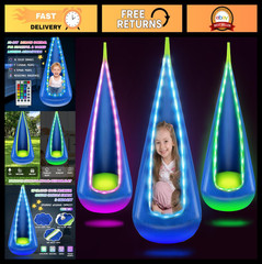 LED Light Up Kids Pod Swing Seat – Sensory Hammock Chair for Autistic Children,