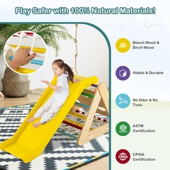 4 in 1 Wooden Climbing Triangle Set Triangle Climber w/Ramp Multi-color