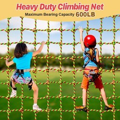 Heavy Duty Climbing Net 6.6ft x 9.9ft – Kids Outdoor Playground Cargo Net, Rope