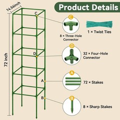Halatool 2 Pack 72″ Tall Square Tomato Cages – Heavy Duty Metal Plant Cage for I