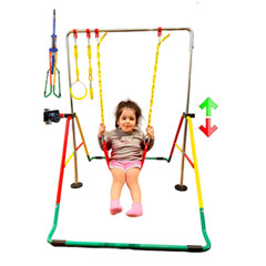 Kids Gymnastics Training Bar 5-in-1 Set + Tumble Mat, Swing Seat, Rings, Horizon