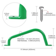 Purife 17” Metal Playground Safety Handle (Set of 2), Outdoor Swing Green