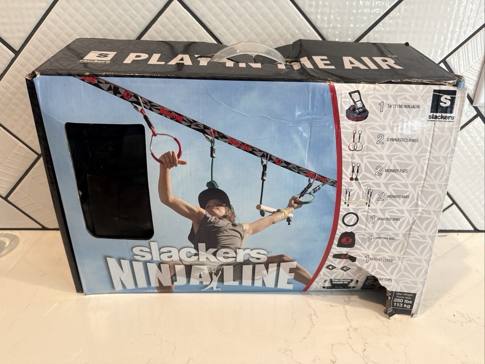 Slackers NINJA LINE American Ninja Line 30’ w/ Obstacles Slackline Half New
