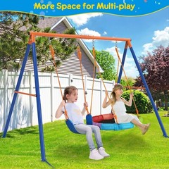 Swing Set with Stand 2 Swings for Kids Heavy Duty Metal A-Frame Outdoor Backyard