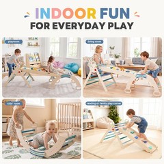 9-in-1 Pikler Triangle Set for Toddlers,Foldable Montessori Climbing Toys Indoor