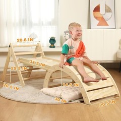 7 In 1 Large Pikler Triangle Set, Wooden Montessori Climbing Set, Foldable