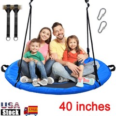 40 Inch Blue Saucer Tree Swing Set for Kids Adults Waterproof Flying Swing Seat