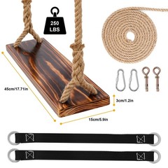 Wooden Swing Seat Nostalgic Outdoor Wood Swing for Kids Tree Swing for Adults US