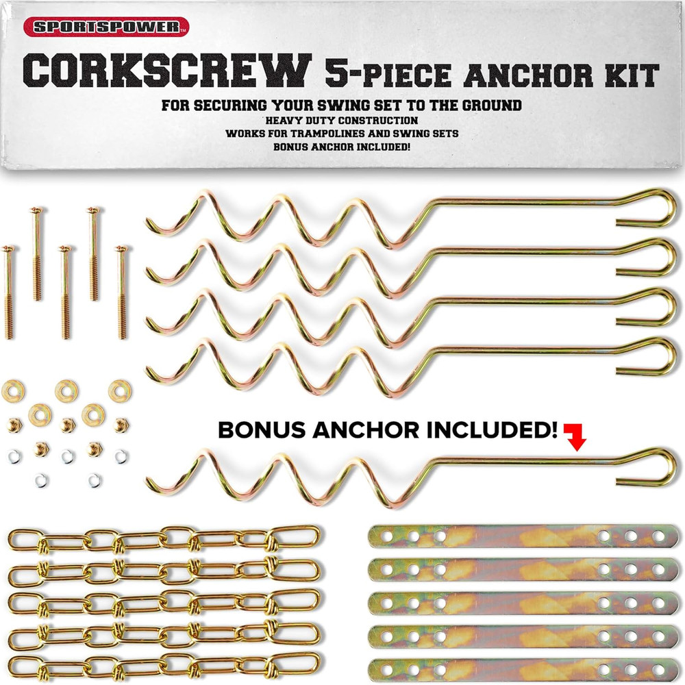 MSC-5672 Deluxe Corkscrew 5-Piece Metal Ground Anchor Hardware Kit