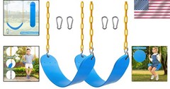 2PCS Heavy Duty Swing Seats with 66” Chains – Supports 250lbs – Bright Blue