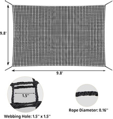 Climbing Cargo Net 9.8′ X 9.8′, Double Layers Playground Safety Net, with Storag