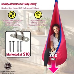 Kids Pod Swing Seat, Max 300 Lbs, Child Sensory Swing Chair Indoor & Outdoor The