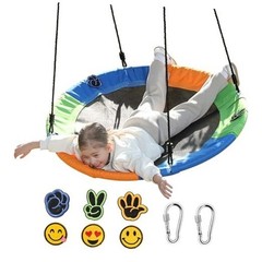Saucer Tree Swing Seat for Kids 40 Inch Outdoor Round Tree Swing for Orange
