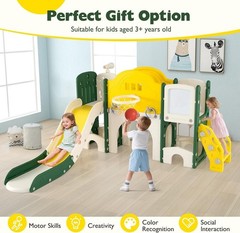 10 in 1 Toddler Slide Set Kids Slide & Climber Playset W/ Magnetic Whiteboard