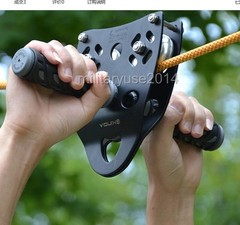 Zip Line Cable Trolley Outdoor Military Kids Fun Rock Climbing Dual Pulley 45KN
