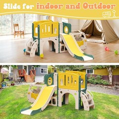 Toddler Slide Kids Slide Playset for Babies Bus Themed Toddler Playground with