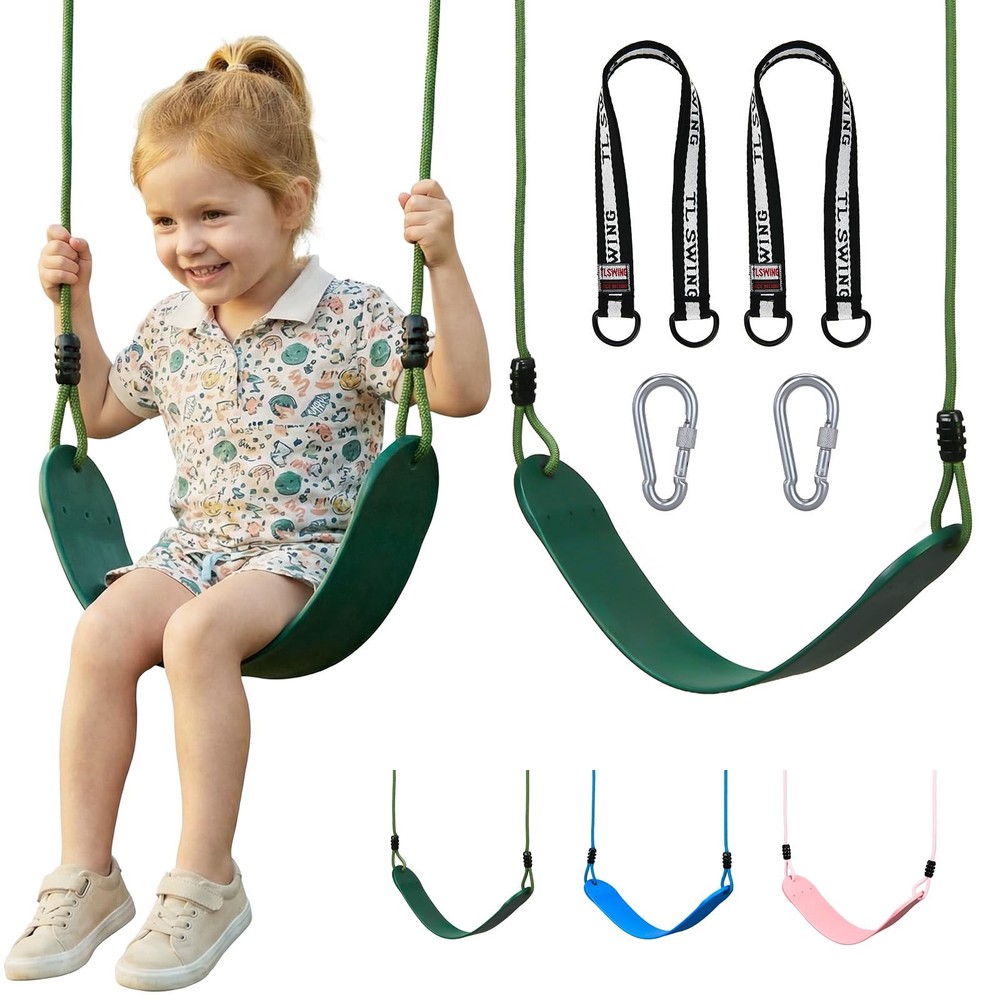 Heavy Duty Kids Swing Seat with 79″ Adjustable Rope, 330 lbs Capacity Swing S…
