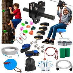 180FT Zip Line for Kids and Adults Up To 400LBS – Outdoor Adventure Kit for Kids