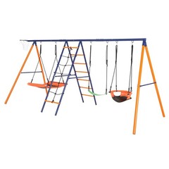 6 IN 1 Large Heavy Duty Metal Swing Set for Kids Backyard Playground 700lbs New