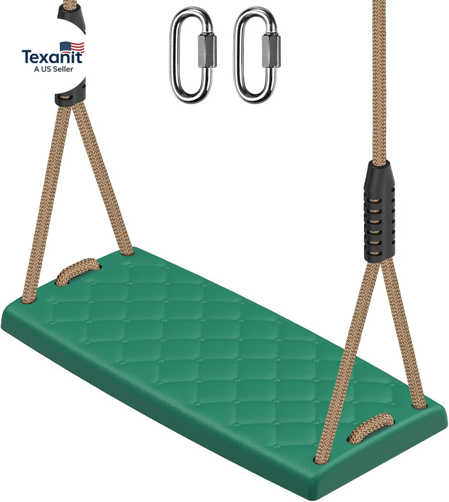 Heavy Duty Swing Seat with Adjustable Rope, 300Lbs Capacity Non-Slip Plastic Tre