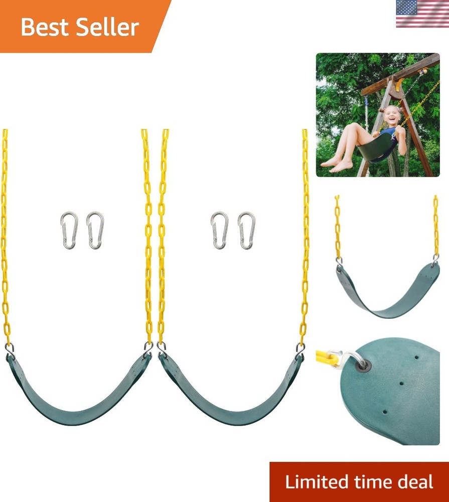 2PCS Swings Seats Heavy Duty with 66″ Chain, Playground Swing Set Accessories…