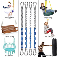 4-Pack 65″ Stainless Steel Swing Chains with Handle Grip Sleeve and Quick Connec