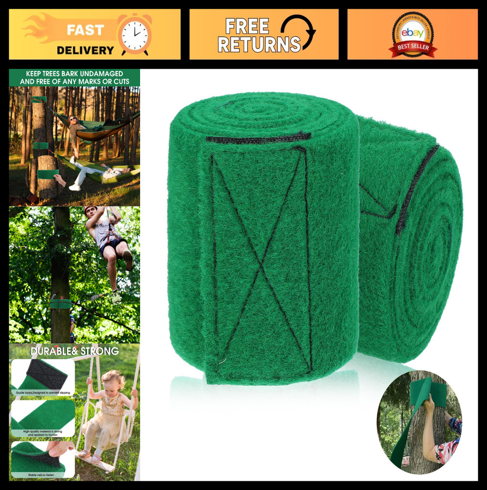 Tree Protector Kit for Slacklines – 79″ x 4″ Non-Slip Felt Tree Guards, 2 Pack