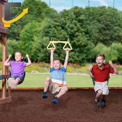 Caribbean Outdoor Playground Set W/ Wave Slide Rockwall Swing Set and Porch