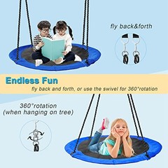 43 inch Saucer Tree Swing for Kids,Durable Textilene Round Swing Heavy Blue
