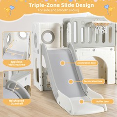 9 in 1 Toddler Slide Kids Climber Playset Indoor Outdoor Slide Playset for 3+