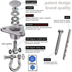 9M Stainless Steel Hanger with Smooth Swing Bearings, Heavy Large, Silver