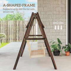 660 Lbs Porch Swing Frame, Heavy Duty A-Frame Wooden Swing Stand for DIY Paintin