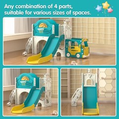 9 In 1 Toddler Slide, Kids Slide with Climber Playset, Indoor Outdoor Playground
