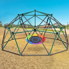 Hapfan 10ft Climbing Dome with Saucer Swing Jungle Gym Outdoor Play Equipment