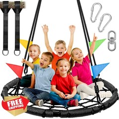 Odoland Black 43in Spider Web Tree Swing