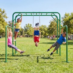 Jungle Gym Monkey Bars w/ Trapeze Swing 400lbs Weather-Resistant Outdoor Playset
