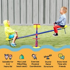 Teeter Totter for Kids with 4 Seats for 3-8 Years, Red Blue Yellow