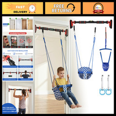 4-in-1 Kids Doorway Jumper Swing & Pull-Up Bar – Indoor Playground Set, Fits 28″