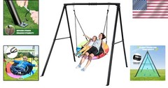 Outdoor Swing Set with A-Frame Stand – 40 Inch Saucer Swing