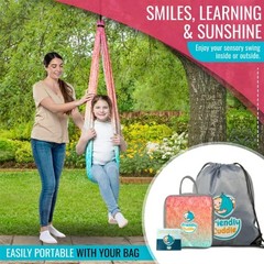 Indoor Sensory Swing for Kids or Outdoor – Fuzz Red Orange and Blue Design