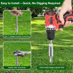 Swing Set Anchors 20″ Heavy Duty Ground Anchors Screw in with L-Brackets & Drill