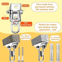 4 Pack Heavy Duty Swing Hangers 1200LB Capacity 360° Swivel Stainless Steel Hook