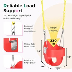 330lb Outdoor Toddler Swing High Back Full Bucket Seat Backyard Garden Red